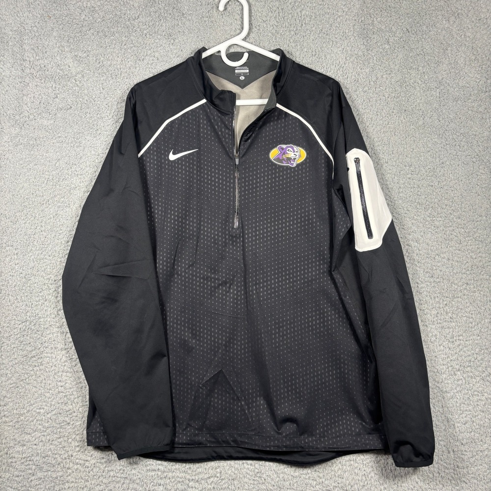 Nike Pullover Men L Black 1/4 Zip Panther Athletic Sleeve Pocket Reflective